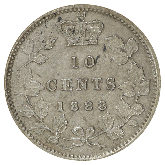 1888 Canada 10-cents EF-AU (EF45) Scratched, marks, or impaired