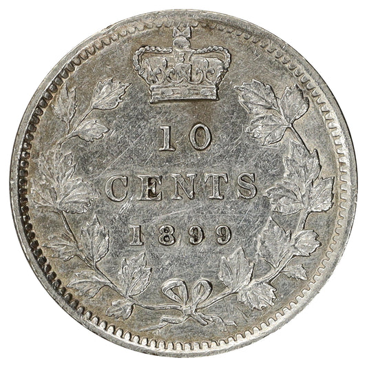 1899 Large 9s Canada 10-cents EF-AU (EF45) Scratched, marks, or impaired