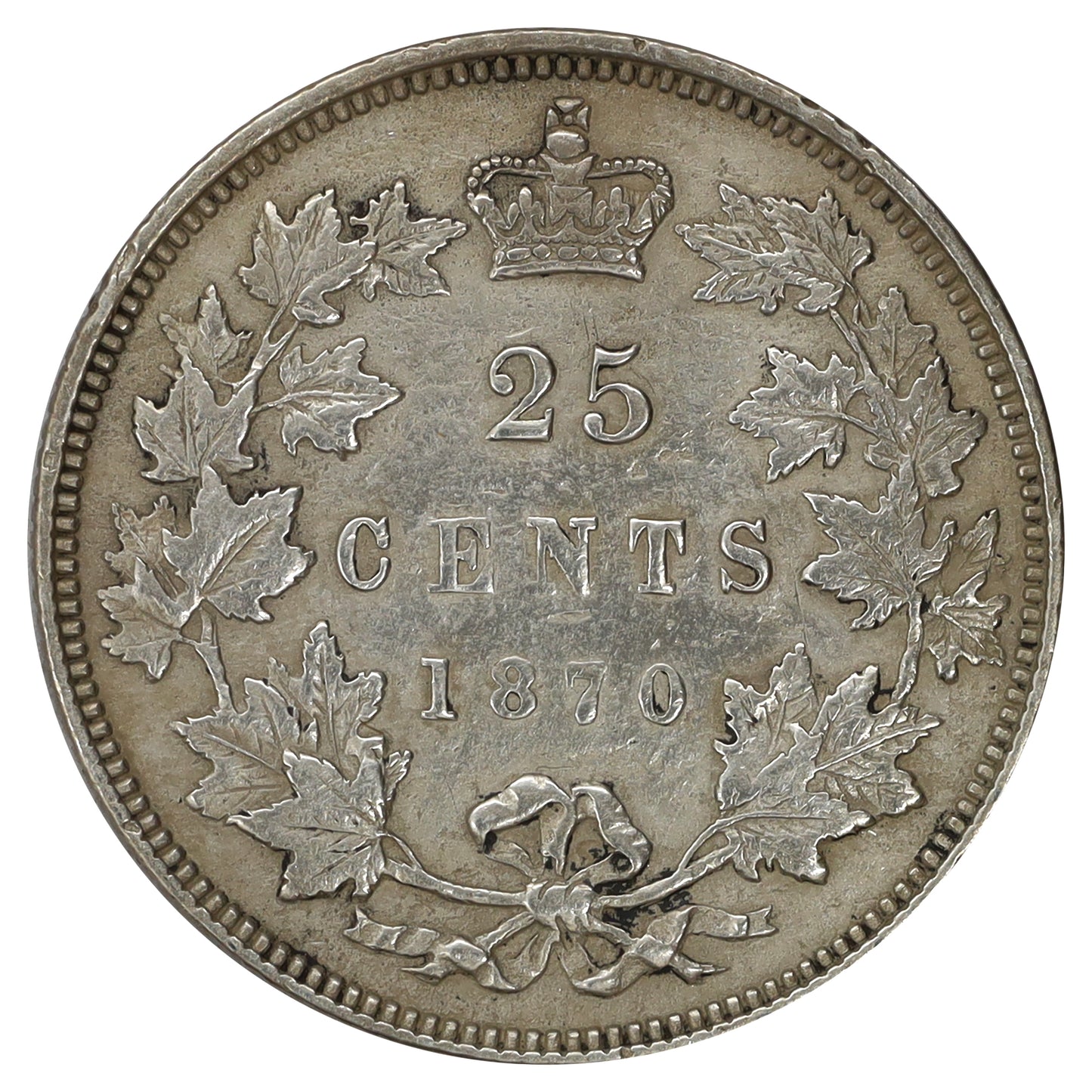 1870 Canada 25-cents VF-EF (VF30) Scratched, marks, or impaired