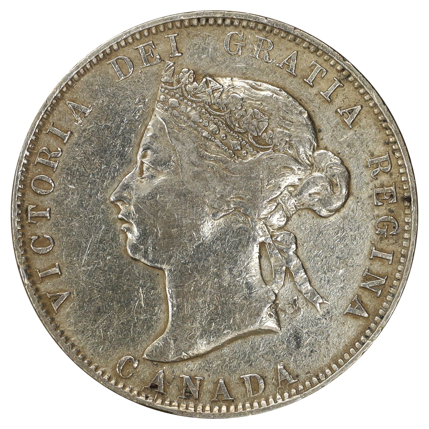 1872H Obv. 2 Canada 25-cents VF-EF (VF30) Scratched, marks, or impaired