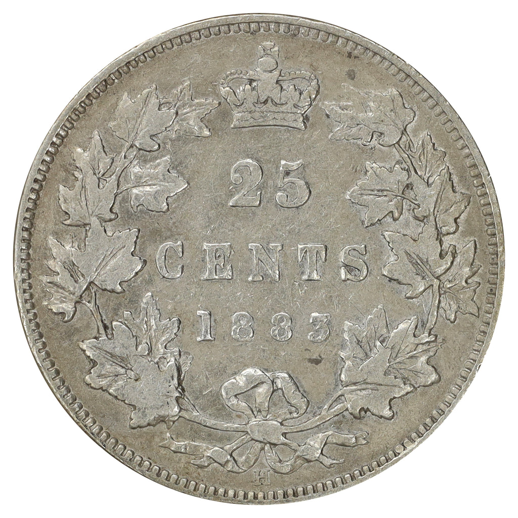 1883H Canada 25-cents Very Fine (VF20) Scratched, marks, or impaired