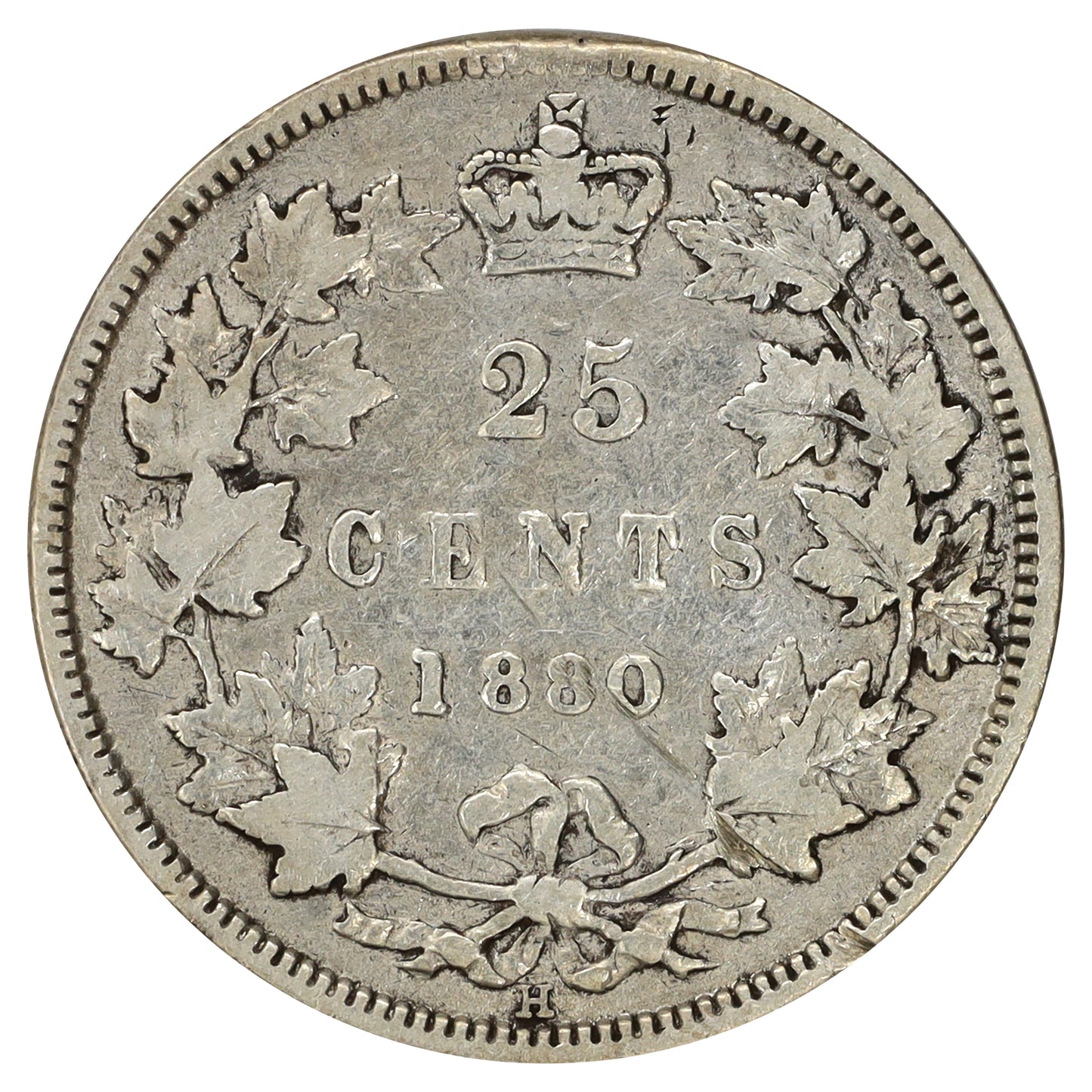1880 Wide 0 Canada 25-cents F-VF (F15) Scratched, marks, or impaired