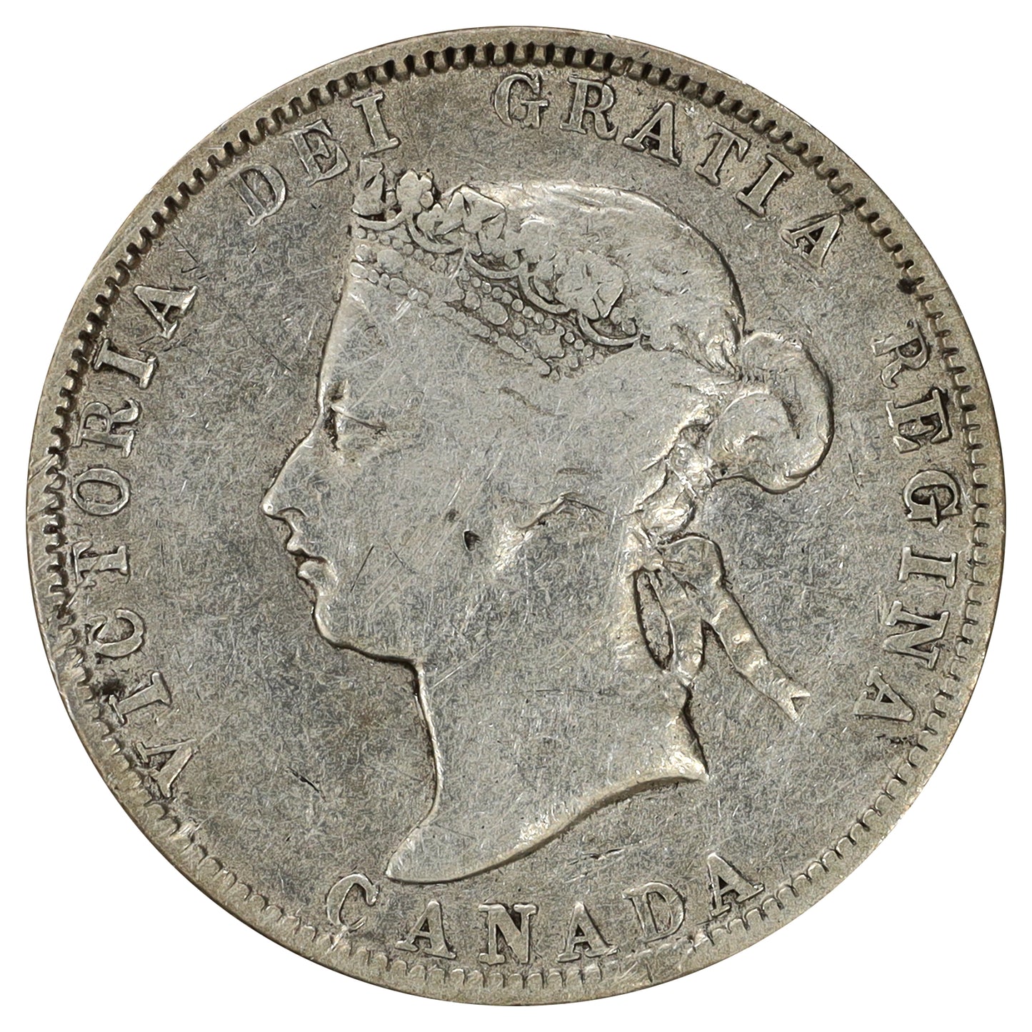 1880 Wide 0 Canada 25-cents F-VF (F15) Scratched, marks, or impaired