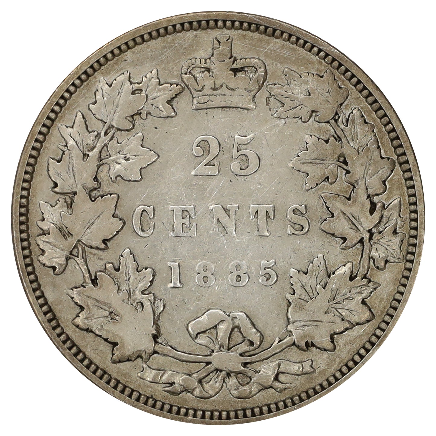1885 Curved Top 5 Canada 25-cents F-VF (F15) Scratched, marks, or impaired