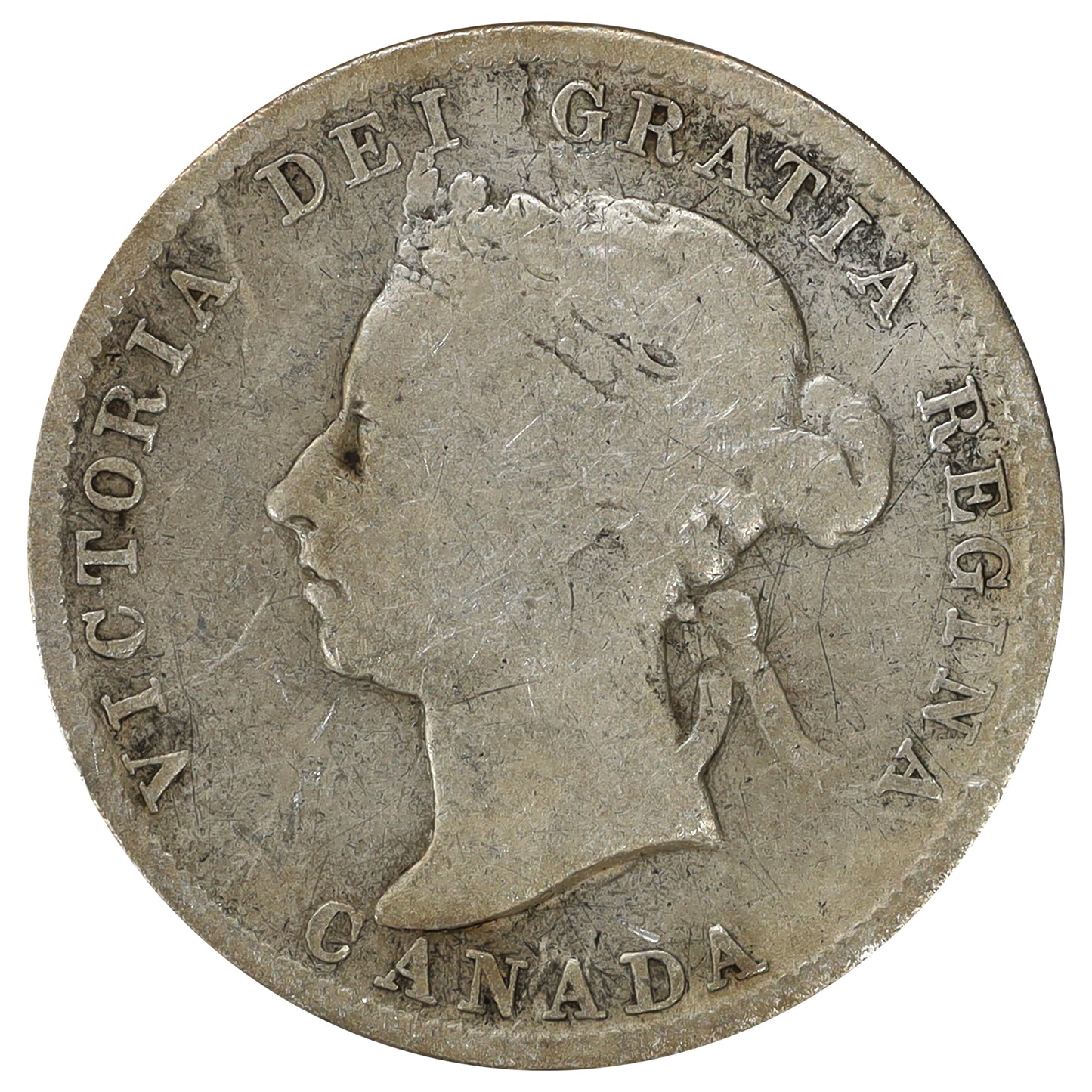 1886 Normal 6 Obv. 5 LBE Canada 25-cents G-VG (G6) Scratched, marks, or impaired