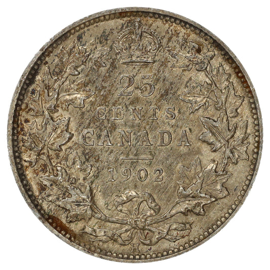 1902H Canada 25-cents EF-AU (EF45) Scratched, marks, or impaired