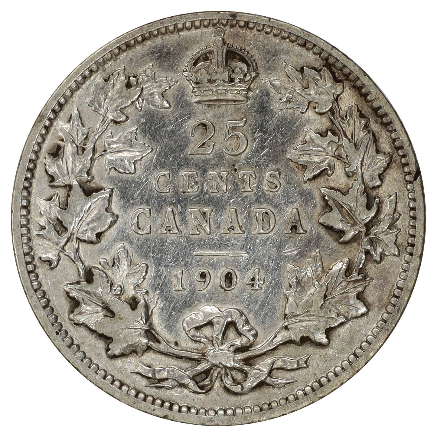 1904 Canada 25-cents Very Fine (VF20) Scratched, marks, or impaired