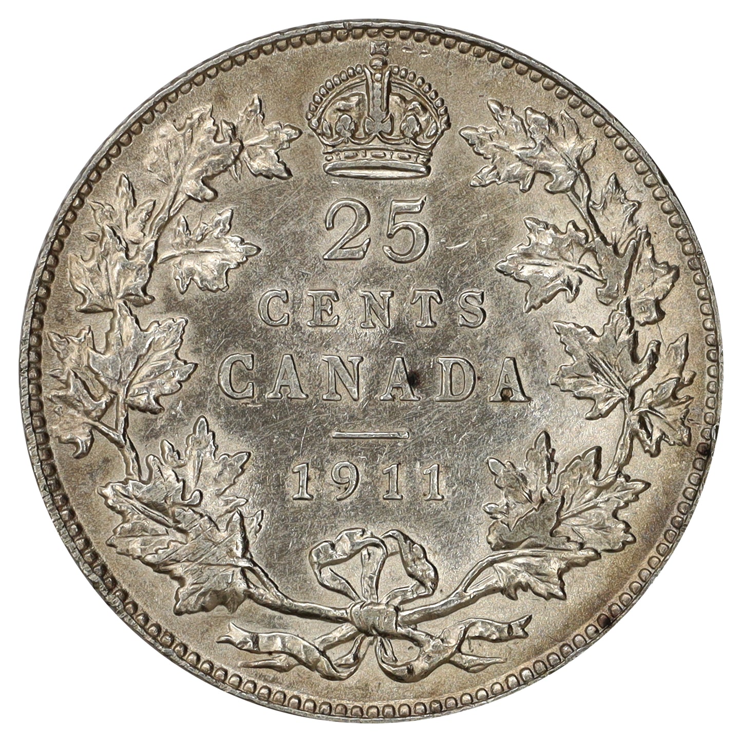 1911 Canada 25-cents EF-AU (EF45) Scratched, marks, or impaired