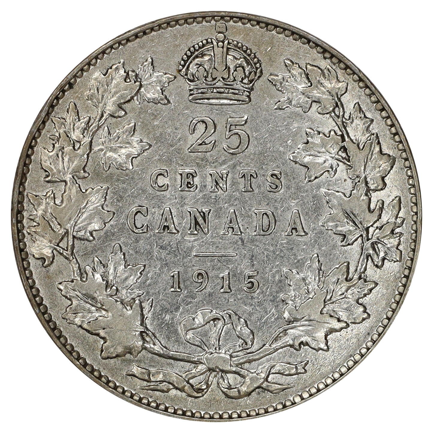 1915 Canada 25-cents VF-EF (VF30) Scratched, marks, or impaired