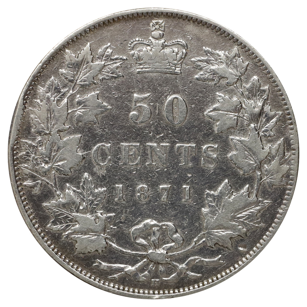 1871H Canada 50-cents Very Fine (VF20) Scratched, marks, or impaired