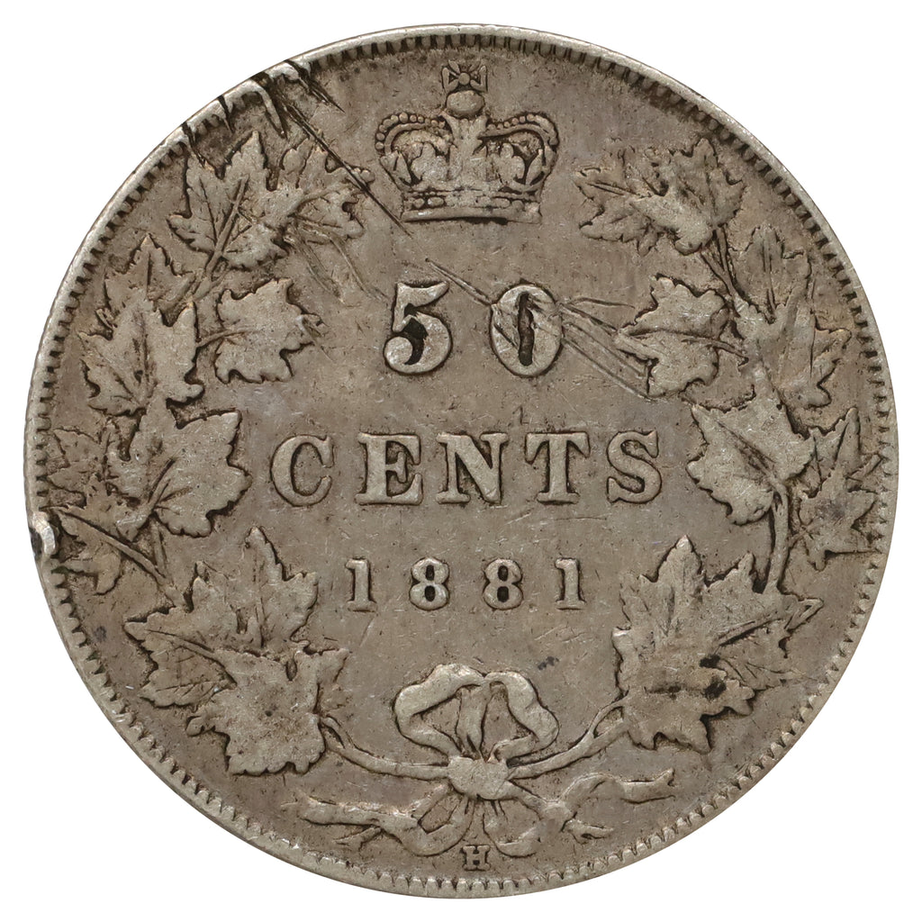 1881H Canada 50-cents Very Fine (VF20) Scratched, marks, or impaired