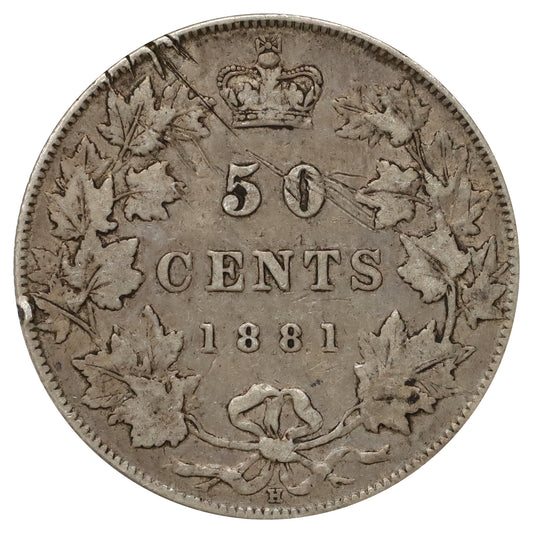 1881H Canada 50-cents Very Fine (VF20) Scratched, marks, or impaired