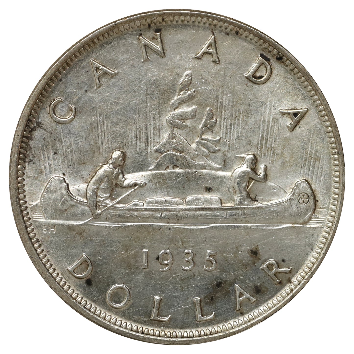 1935 Canada Dollar AU-UNC (AU55) Scratched, marks, or impaired