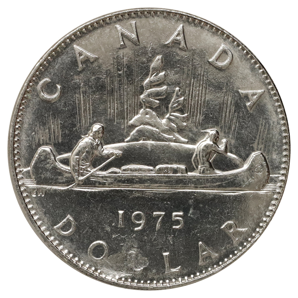 ERROR 1975 Struck Over Grease Attached Jewel Canada Nickel Dollar
