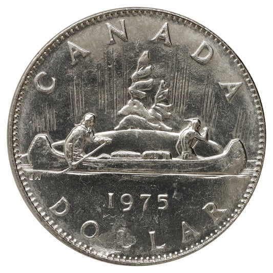 ERROR 1975 Struck Over Grease Attached Jewel Canada Nickel Dollar