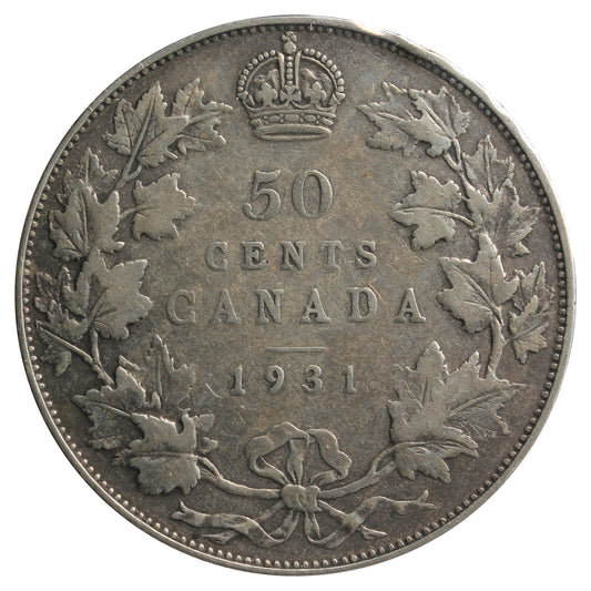 1931 Canada 50-cents F-VF (F-15) Cleaned