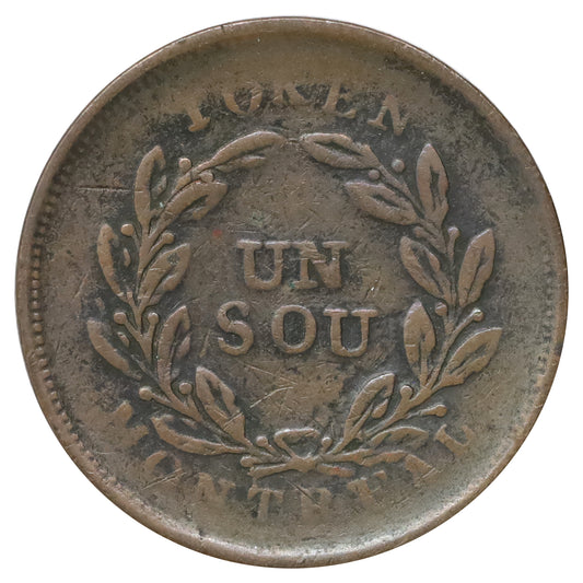 LC-31B1 No Date Lower Canada, Banque de Peuple, Un Sou Token F-VF (F15) Cleaned