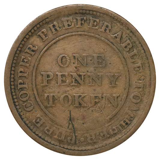 NS-20A1 1813 Nova Scotia Trade & Navigation One Penny Token Very Good (VG8)