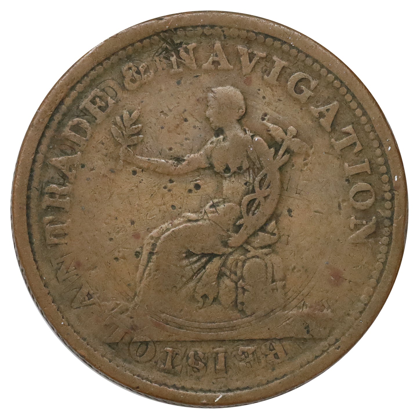 NS-20A1 1813 Nova Scotia Trade & Navigation One Penny Token Very Good (VG8)