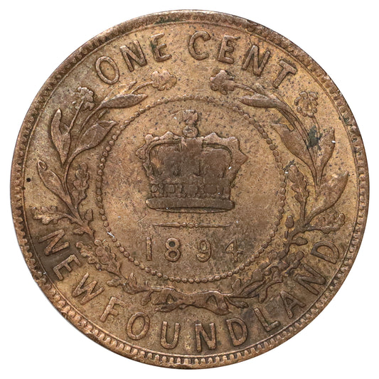 1894 Newfoundland 1-cent F-VF (F15) Scratched, marks, or impaired