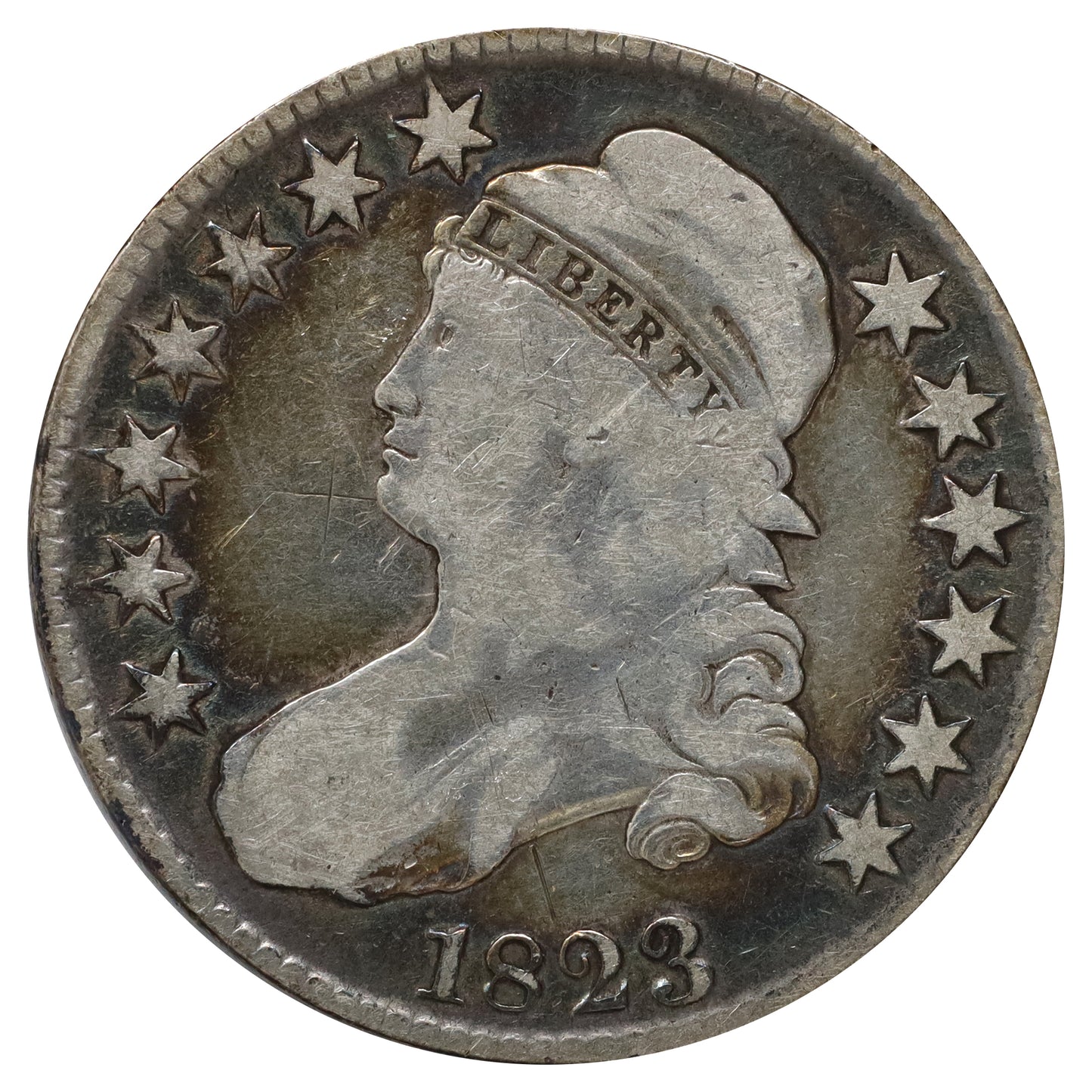 1823 USA Half Dollar Fine (F12) Scratched, marks, or impaired