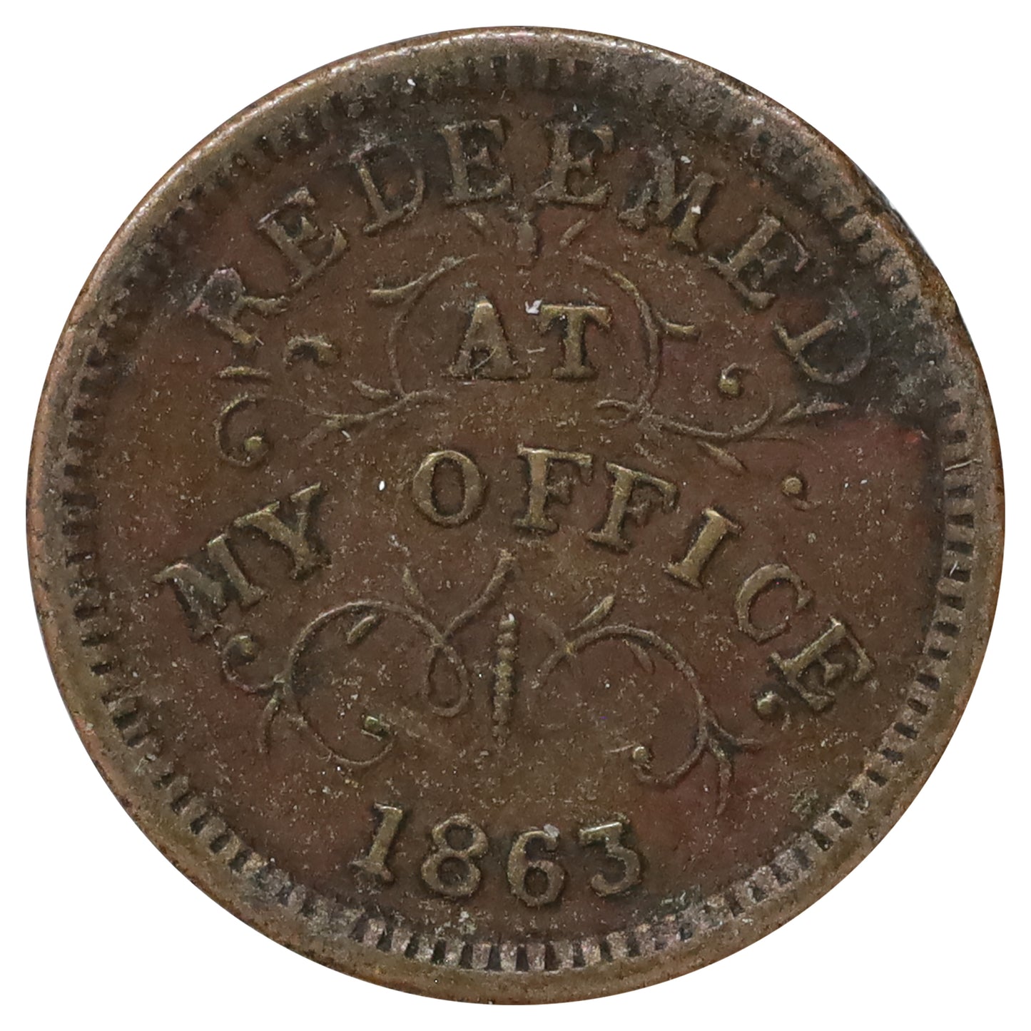 1863 USA Oliver Boutwell Miller, Troy, NY, Civil War Token
