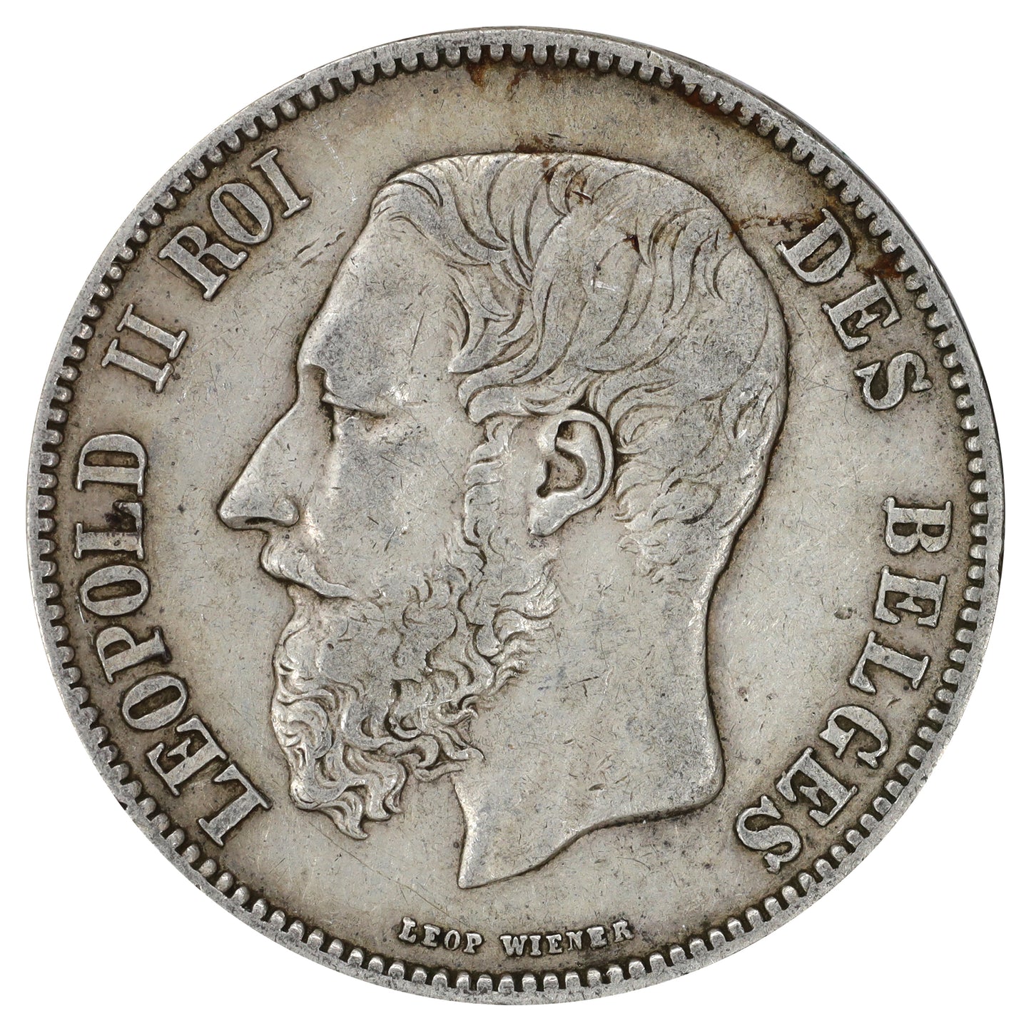 Belgium 1870 Leopold II 5 Francs
