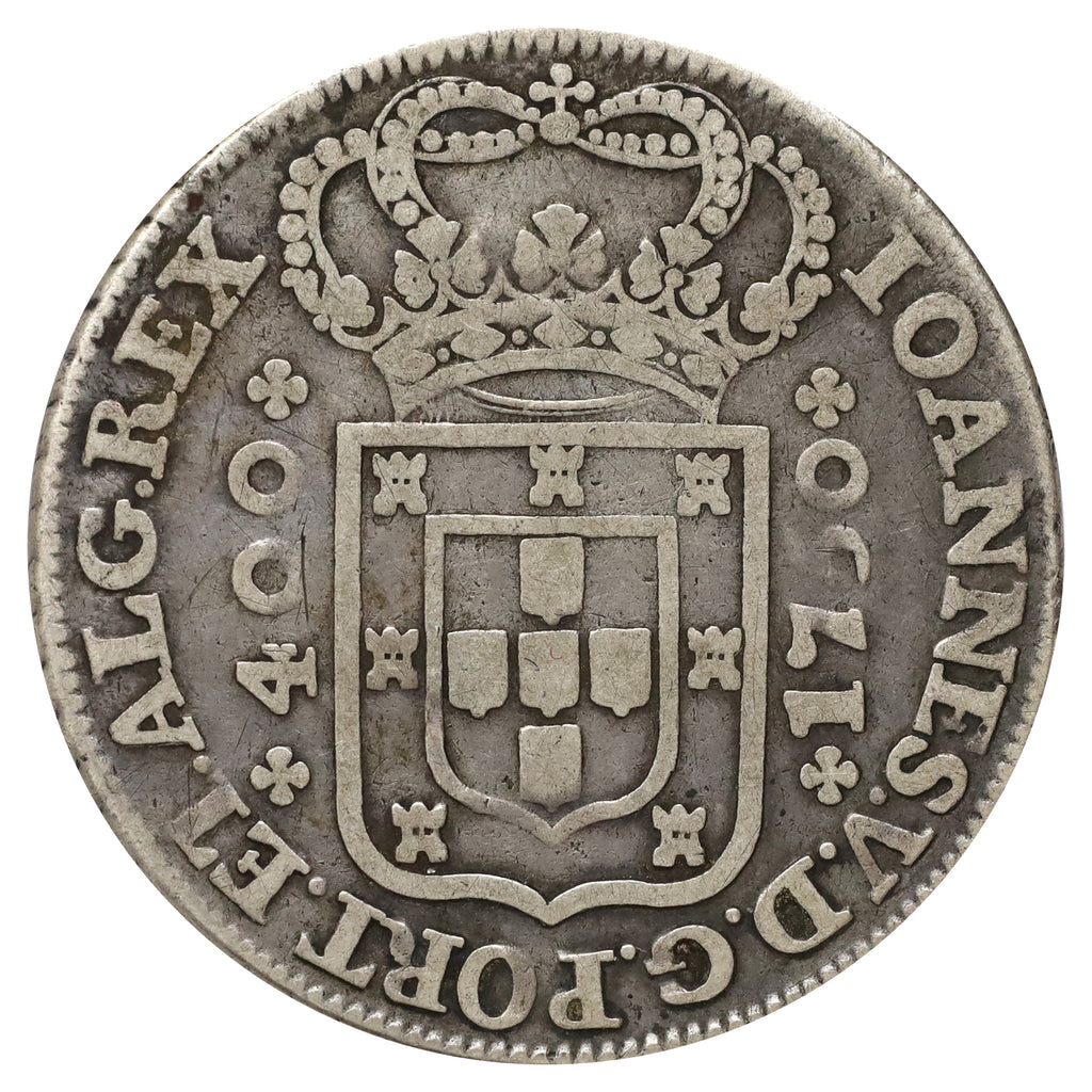 Portugal 1750 Joao V 1 Cruzado Novo Fine (F12)