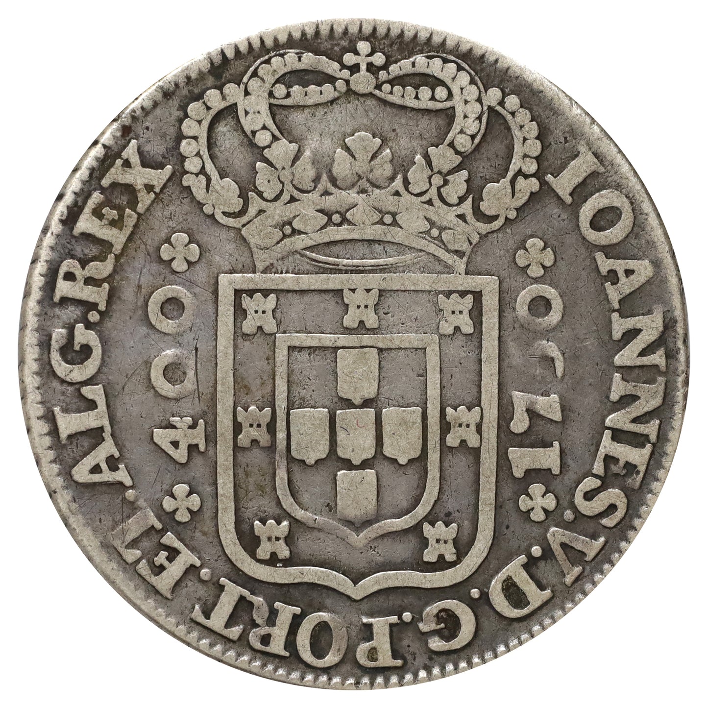 Portugal 1750 Joao V 1 Cruzado Novo Fine (F12)