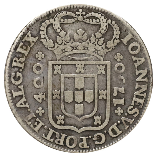 Portugal 1750 Joao V 1 Cruzado Novo Fine (F12)