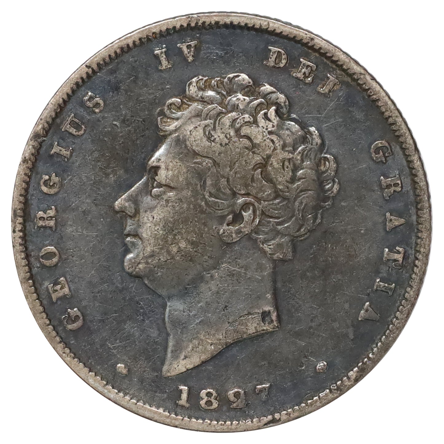 Great Britain 1827 George IV Shilling VF-EF (VF30) Toned