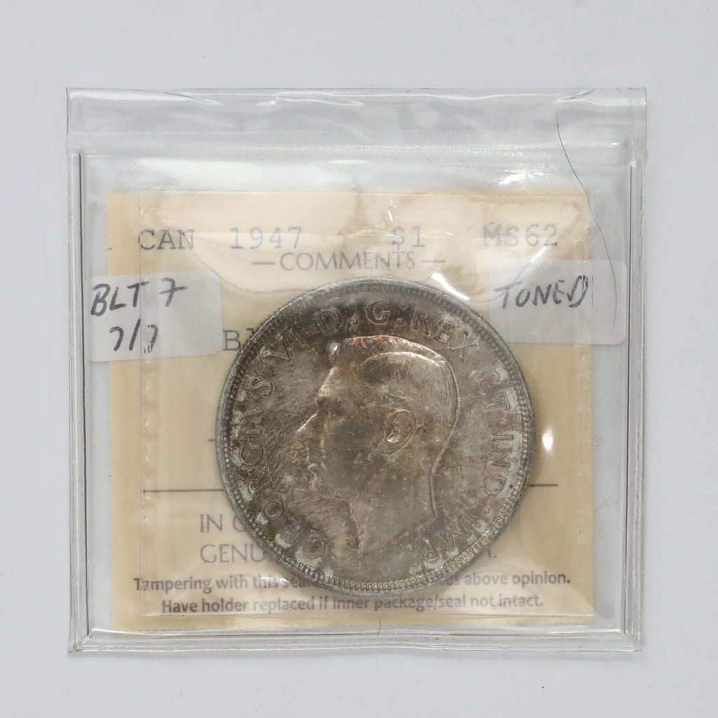 1947 Blunt 7 (7over7 Variety) Canada Dollar ICCS Certified MS62 (Toned)