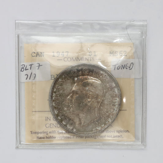 1947 Blunt 7 Canada Dollar ICCS Certified MS62 (Toned)