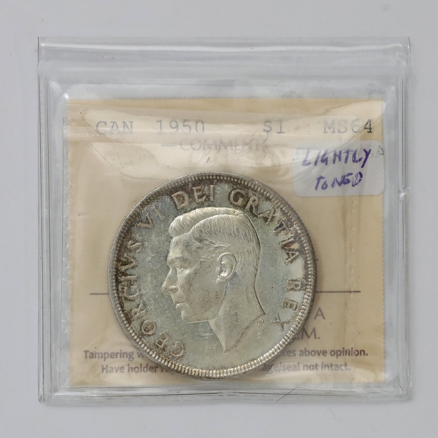 1950 Canada Dollar ICCS Certified MS64 (Lightly Toned)