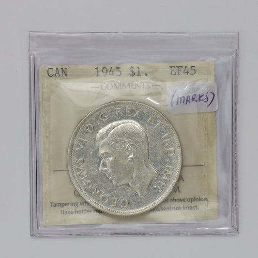 1945 Canada Dollar ICCS Certified EF45 (Marks)