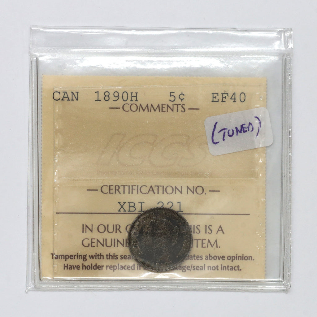 1890H Canada 5-cents ICCS Certified EF40 (Toned)