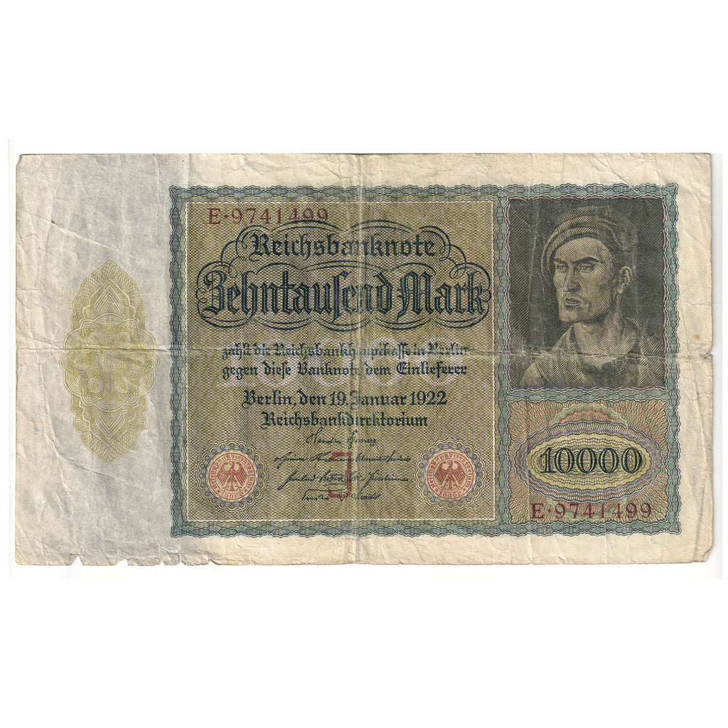 Germany 1922 10,000 Mark Note, Pick #70