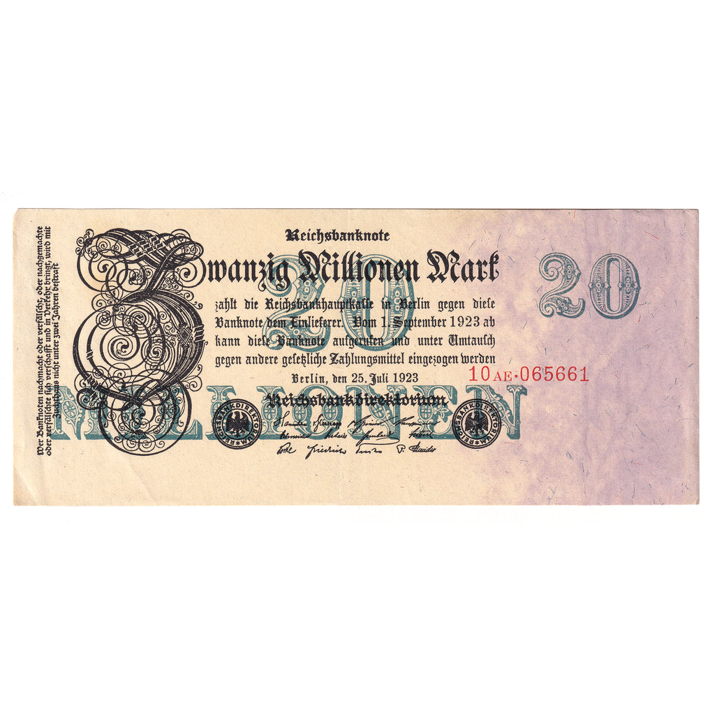 Germany 1923 20 Million Mark Note, Pick #97