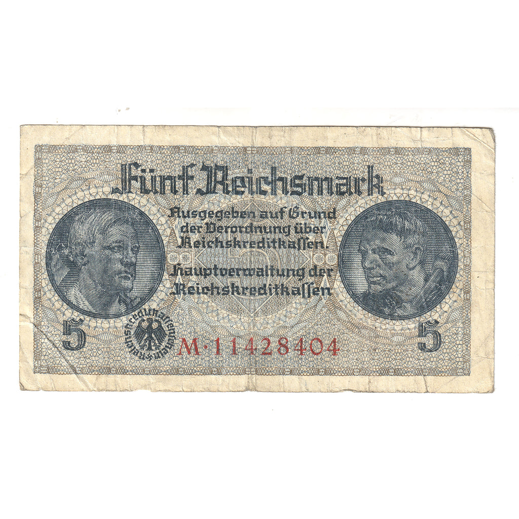 Germany Third Reich 1940-1945 Reichscreditkasse 5 Mark Note, Pick #R138