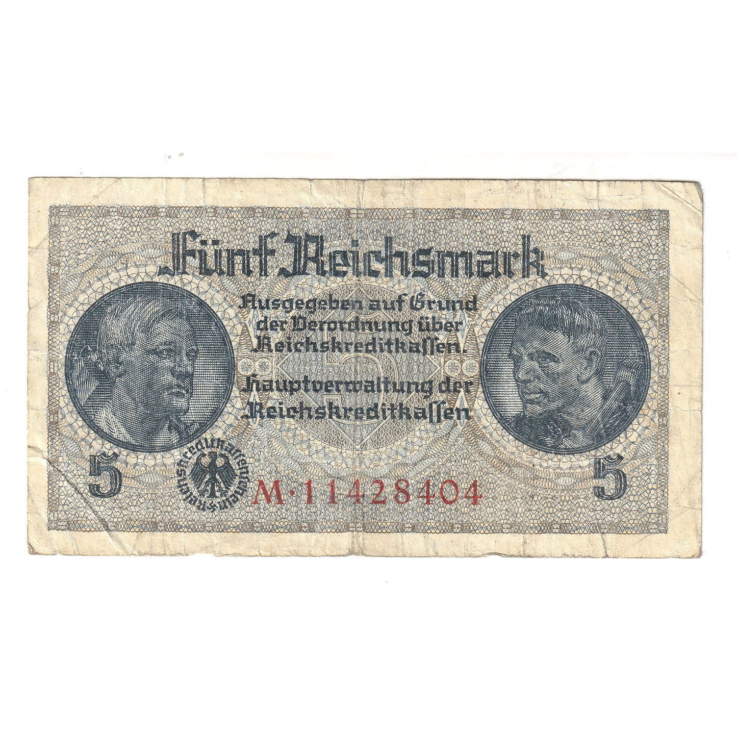 Germany Third Reich 1940-1945 Reichscreditkasse 5 Mark Note, Pick #R138