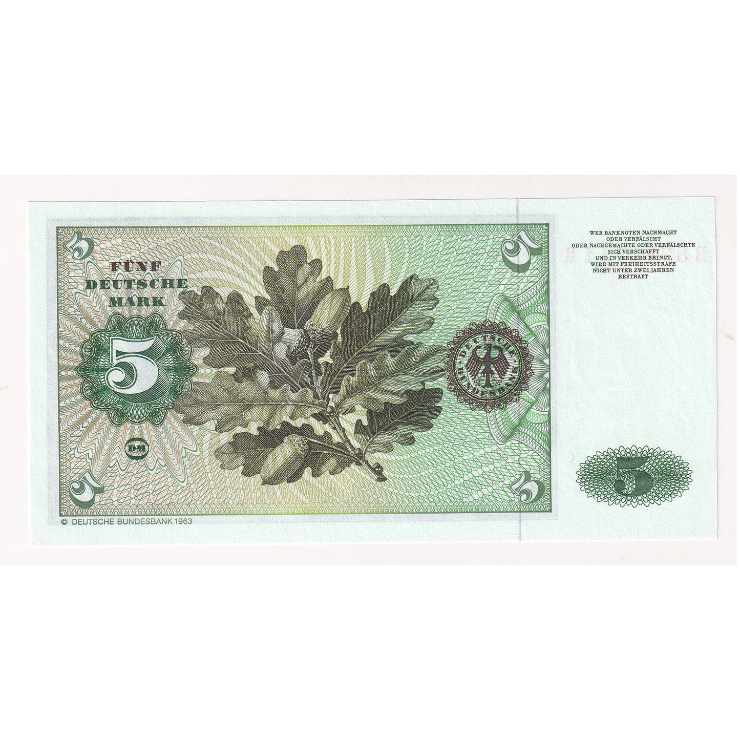 Germany 1980 5 Mark Note, Pick #30b, Uncirculated (MS60)