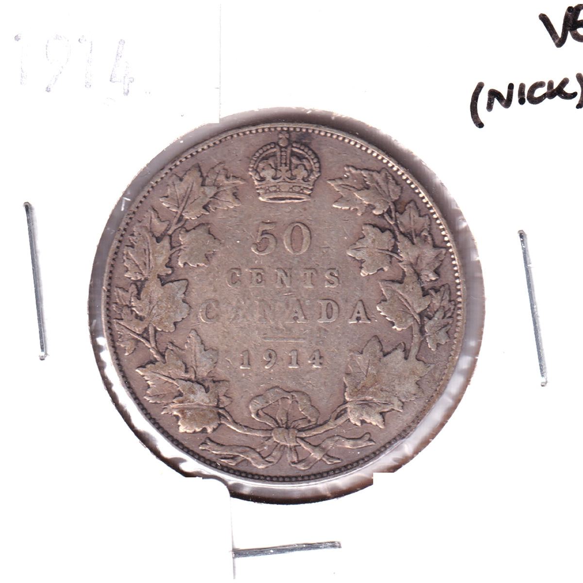 1914 Canada 50-cents Very Good (VG8) Scratched, cleaned, or impaired