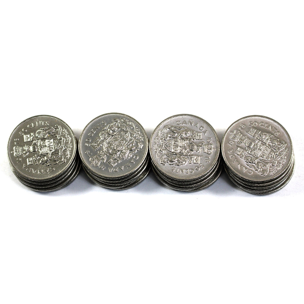 1978 Square Beads Canada 50-cent Roll of 20Pcs, Uncirculated or Better