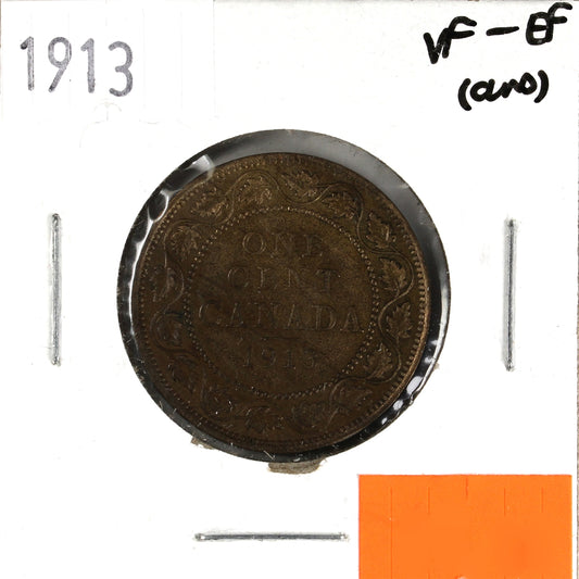 1913 Canada 1-cent VF-EF (VF30) Corrosion, cleaned, or impaired