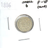1886 Small 6 Canada 5-cents F-VF (F15) Scratched, cleaned, or impaired