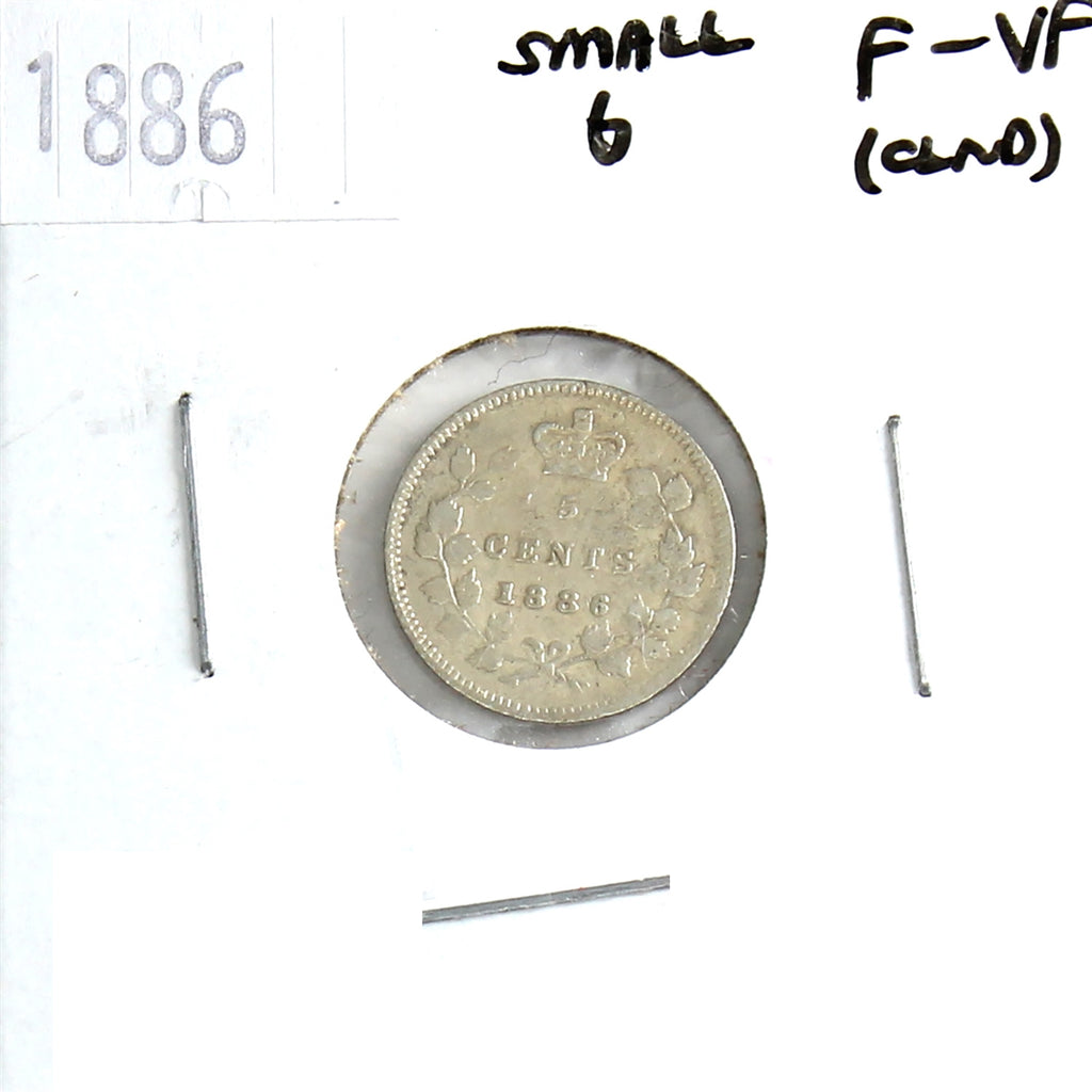 1886 Small 6 Canada 5-cents F-VF (F15) Scratched, cleaned, or impaired