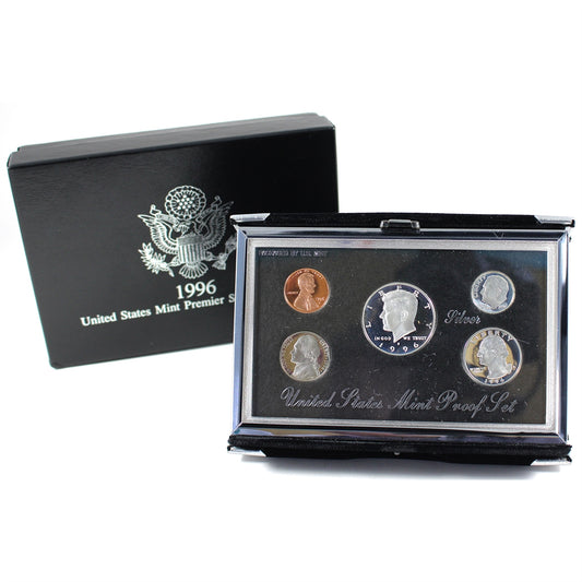 1996 S USA Premier Silver Proof Set in Case (Lightly toned)