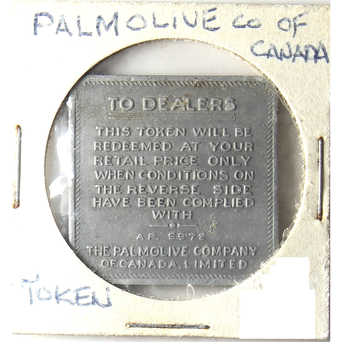 Palmolive Soap Square Token Good for Cake of Palmolive Soap Free When You Buy 3 Cakes