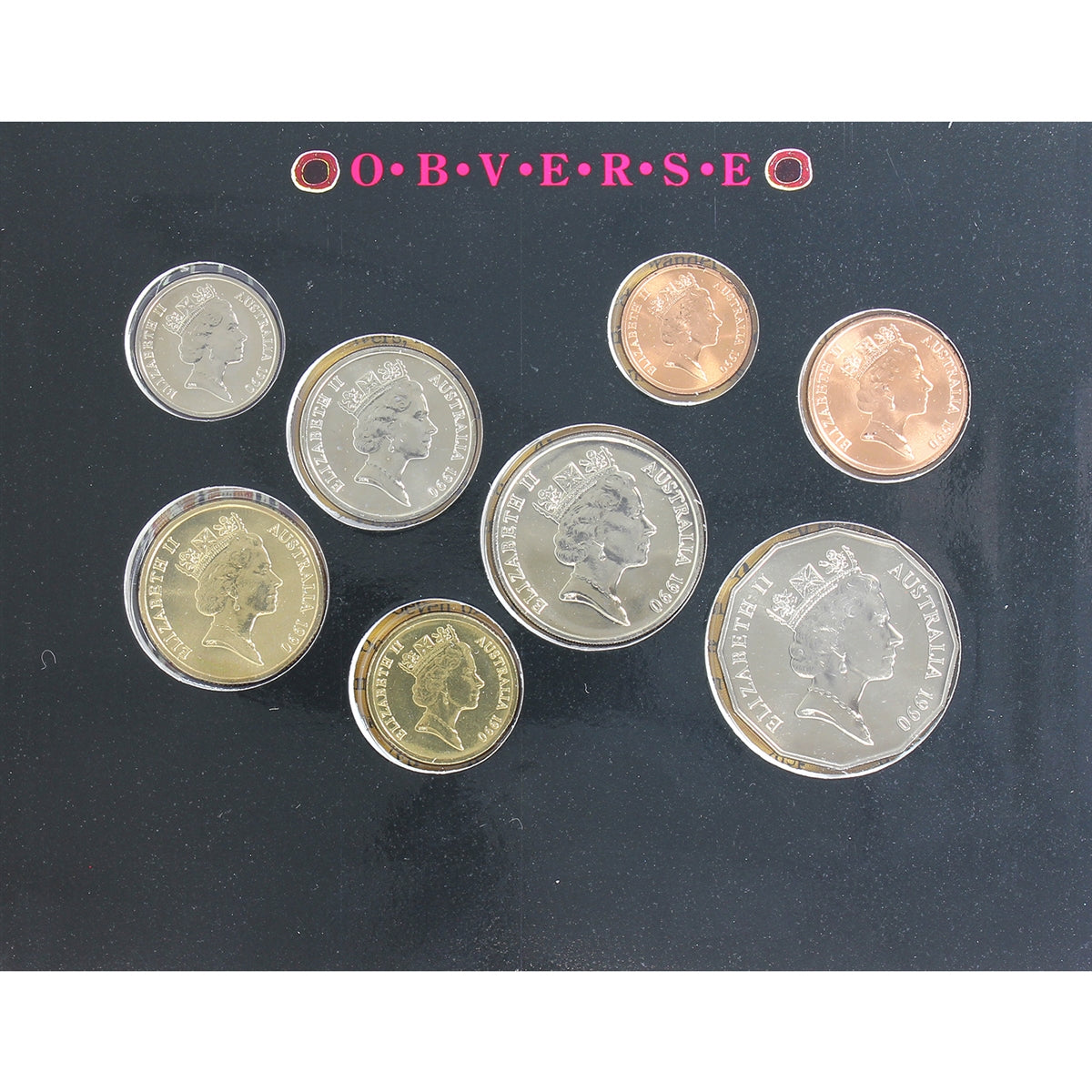 Australia 1990 8-coin Mint Set in Folder (Minor toning, light wear on packaging)