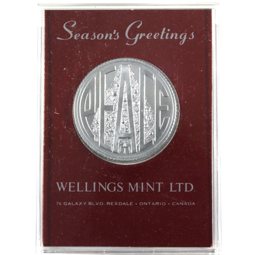 1970 Wellings Mint Season's Greetings Medallion in Case with Stand: PEACE